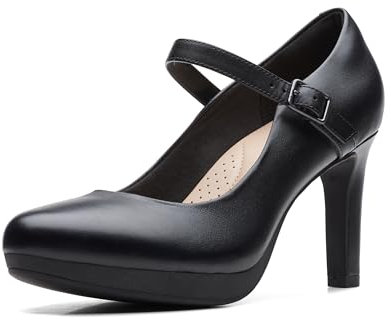 Clarks Women's Ambyr Shine Pump, Black Black Leather, 4.5 UK