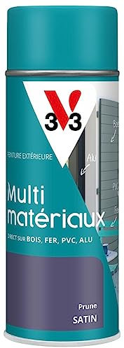 V33 Peinture extérieure aérosol multi-matériaux, Prune satin 400 ml