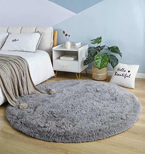 linyingdian Tappeto rotondo tappeto morbido moderno per soggiorno Camera da letto Tappeto decorativo moderno morbido per soggiorno Cuscino per divano (160x160cm, Grigio)