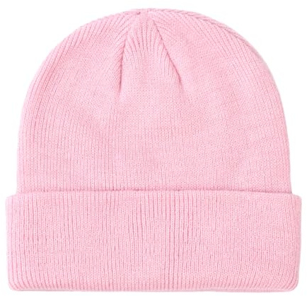 axy Vintermössa för barn, stickad mössa med brett brätte för pojkar och flickor från 1–6 år, barnmössa, pojkar, småbarn, ROSA, one size