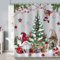 Bonhause Tenda Gnomi Albero di Natale Tende Xmas Palle Inverno per Doccia in Poliestere Impermeabile Antimuffa Lavabile da Bagno 180 x 180 cm con 12 Ganci