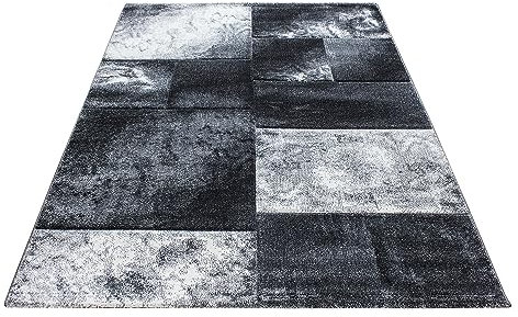 Stilvoll Günstig by ELMM Teppich Wohnzimmer Schlafzimmer Grau 140 x 200 Kariertes Design Kurzflor