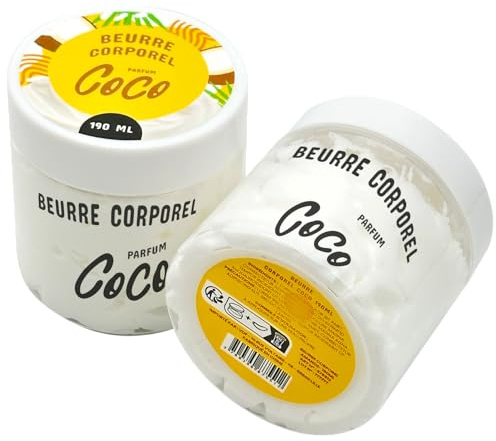 French Tendance - Beurre Corporel Fouetté - Soin Peau Sèche Corps et Mains - Pour Homme et Femme - Hydratant - Adoucissant - Lissant - Nourrissant - 190 ml - Senteur Coco
