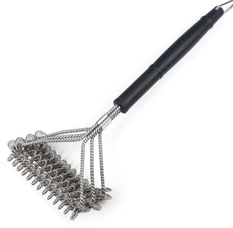 LHLXZQ Spazzola per Barbecue, Spazzola per la Pulizia Della Griglia con 3 File Setole a Spirale Metallica, Accessori per BBQ per Pulire Barbecue a Gas, Griglia a Carbonella, Elettrica