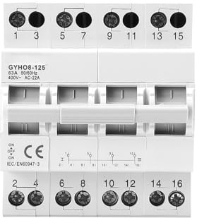 Interruptor de transferencia manual ATS 4P 63A 415V Conmutador de 2 posiciones para alimentación dual, carril DIN, apto para uso industrial y doméstico
