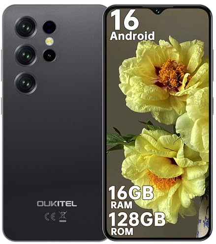 OUKITEL C2 Smartphone Android 16-16(4+12) GB RAM + 128GB ROM/TF 1TB - 6,52 HD Telefono Cellulare 5000mAh 13MP+5MP Camera Telefono Dual SIM 4G Cellulari e Smartphone/Face ID/3.5mm Jack Nero