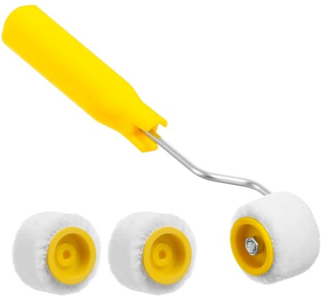 ElevateTech Mini Paint Rollers Foam Paint Roller for Touch Up Edge or Corner Extra Small Paints Wool Brushes Tiny Painting Tool for Window Frames Photo Frames (1 Brush +3 Rollers)