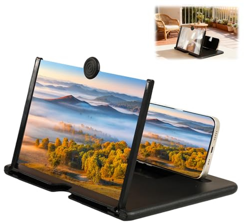 Screen Magnifier Version,3D HD Mobile Phone Magnifier Screen for Movies,Videos and Gaming,Foldable Screens Amplifier Stand,Compatible with All Smartphones (12 inch)