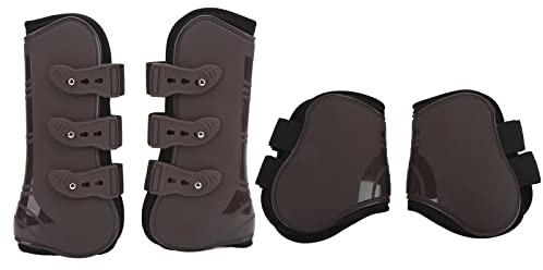 Hästbenstövlar Brace Guards Högkvalitativt PU Neopren Hästsenskyddsutrustning för främre bakben Hoppning Löpsport 4st set (Set av brun fram och bak XL)