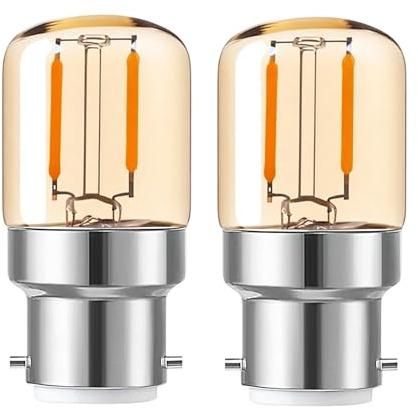 Dewlawn B22 Bayonet LED Light Bulbs 1W, 2 Pack Warm White 2700K Small Bulb Cap Clear LED Low Watt Filament for Sewing Machine Appliance Lamps Night Light, 360° Wide Beam Non-Dimmable
