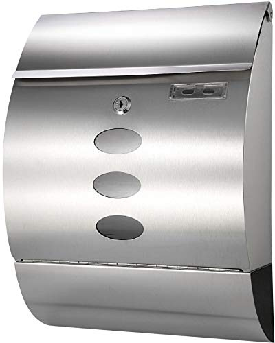 Edelstahlbriefkasten halbrund mit Zeitungsfach unten