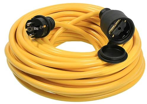 as - Schwabe Verlängerungskabel 10 m – 230 V, 16 A Schutzkontaktstecker – Outdoor Stromverlängerungskabel – Verlängerung für Außenbereich – K35 AT-N07V3V3-F 3G2,5 - IP44 - Made in Germany, Gelb, 60345