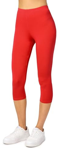 Merry Style Damen Leggings 3/4 Capri Leggings aus Viskose MS10-144 (Rot, 3XL)