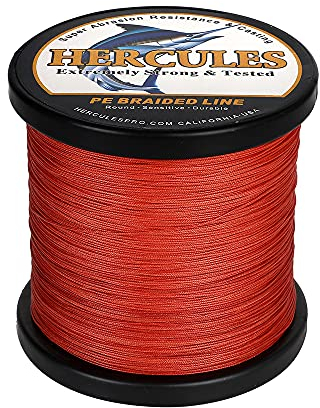 HERCULES Geflochtene Angelschnur 12 Stränge, 100-2000m 109-2196 Yards Geflochtene Fisch Linien, 10lb - 420lb Test-PE-Schnüre für Salzwasser-Süßwasser - Rot, 40lbs, 500m