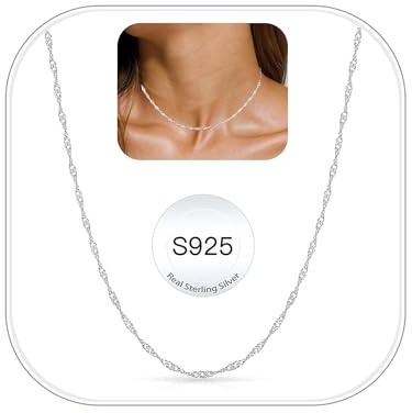 FUNEIA Cadena de plata de ley 925 para mujer ajustable | cadena de extensión y un ancho de 0,75/1/1,2/1,3/1,5, cadena de plata 925 sin colgante, 40 cm-60 cm