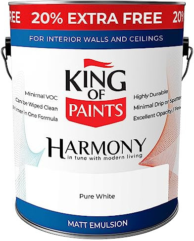king of Paints White Interior emulsion Paint for Walls and Ceilings 3 Litre Can Brillaint White Trade Quality Paint