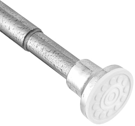 Silver Shower Curtain Pole, No Drilling No Rust Shower Curtain Rail 72cm to 195cm, Stainless Steel Extendable Telescopic Rod for Shower Curtain and Bathtub