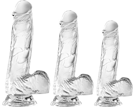 Consolador con ventosa Transparente y Realista para Mujer, Plug Anal Transparente Dildo Estimulación Vagina Anal Juguete Sexual Universal Masturbador Masculino y Femenino