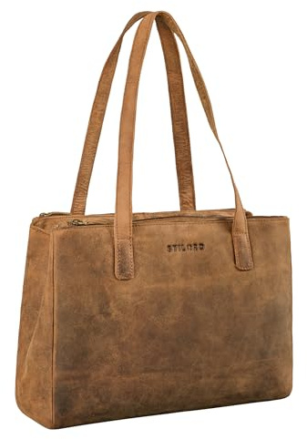 STILORD 'Blossom' Leder Handtasche Damen Mittelgroß Vintage Shopper Tasche Damen Schultertasche Elegant Echtleder für Freizeit Shoppen Reisen Alltag, Farbe:torino - braun