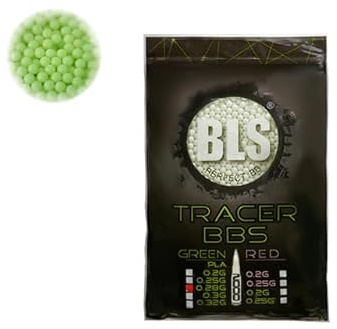 Bolas Airsoft 0,28 g trazadoras Verdes Bolsa 2000 RDS de la Marca BLS - Alta precisión y Calidad