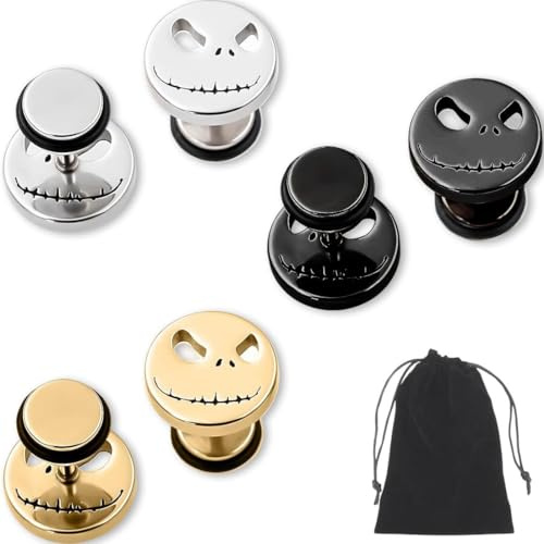 PNPGDYK R 3 paires de boucles d'oreilles en forme de monstre - Acier inoxydable - Style rock punk