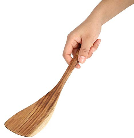 Träspatel, Träspatel för Matlagning Av Träspatel Platt Stekning Spatula Träkokningsredskap Non Stick Wok Spatula för Matlagning och Stekt (31,5 * 7,5 cm)