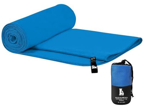 Creacloud Toalla Gimnasio Microfibra Grande/Pequeña, Absorbe al Instante, Antideslizante y Secado Rápido, Diseño Hombre/Mujer, Portátil para Deporte, Viajes y Entrenamiento (Azul, 100x50cm)