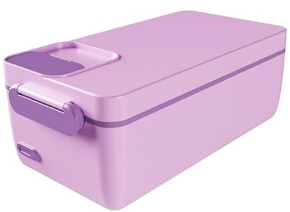 Lonchera para niños, con calefacción automática, modelo recargable inalámbrico con 3200 mAh, acero inoxidable 304 de grado alimenticio, 1 litro, latas de café de gran capacidad para hornear (morado