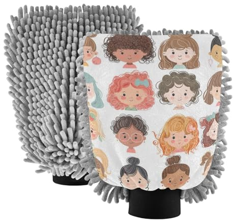 Lindo guante de microfibra para lavado de coche con personajes de dibujos animados, guantes de limpieza para coche sin arañazos, esponja para lavar el coche