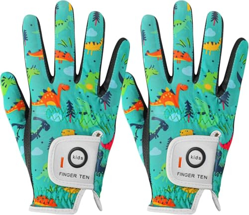 XJBTBA Guantes de Golf para jóvenes para Todo Tipo de Clima, Suaves para Mano Izquierda Derecha, Agarre de Lluvia, Valor Transpirable, Paquete de 2, Guantes de Golf para niñas y niños, Resistentes al