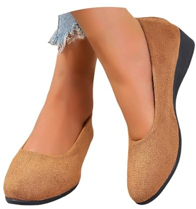 Generisch Ballerina nera da donna, sportiva, estiva, piatta, punta rotonda, antiscivolo, comoda ed elegante, per costume tradizionale Dirndl