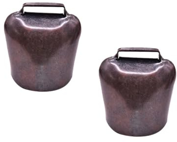 SOLUSTRE Campanella da Appendere per Animali da Allevamento, Set 2 Pezzi in Ferro Spesso Colore Bronzo Rosso, Campanello Suono Nitido per Pecore, Cavalli e Mucche, Accessori Artigianali