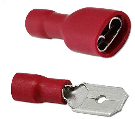 100Pcs Crimp Connectors,Electrical Connectors, Spade Wire Connector Crimp Terminal 50 Female and 50 Male(Red)