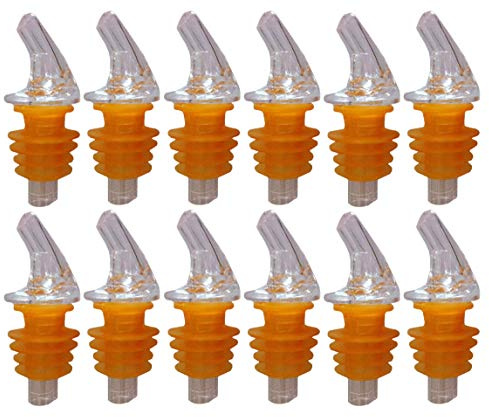1 Dozen Large Amber Cork Free-Pour Spout - Great for Wide-Neck Liquor Bottles, Including 1.75 Liter Bottles