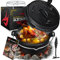 KESSER® Dutch Oven Set BBQ 4,2 Liter, Feuertopf Schmortopf mit Edelstahluntersetzer, Gusseisen Topf mit Deckelheber Henkel und Schlitz für Themormeter, kochkessel Grilltopf für Oudoor & Indoor