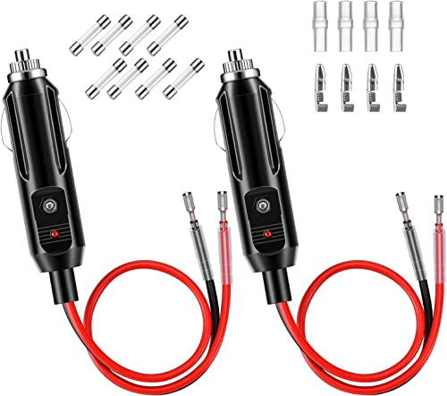 Thlevel Zigarettenanzünder Stecker Autostecker 12V-24V KFZ Adapter mit LED Lichter 30cm 16AWG Verlängerungskabel 15A/10A Sicherung für LKW Lieferwagen Wohnmobil Geräte 2 Stücke