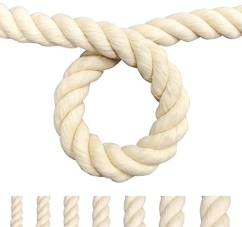 FOSER Corda di cotone, Filo macramè, Corda di cotone per artigianato fai da te, Progetti decorativi, Giocattolo per animali domestici (30mm(5M))
