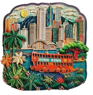 Magnete da frigorifero 3D di Hong Kong in Cina, regalo souvenir, in resina, fatto a mano, magnete per frigorifero di Hong Kong, collezione di decorazioni per la casa e la cucina