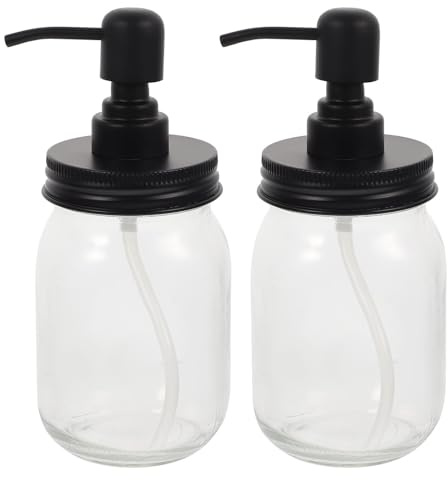 DECHOUS Barattoli Di Muratore Con Distributore Marmellata 2 Pezzi Contenitori Ermetici in Vetro 7.48X3.23X3.23In Dosatore Marmellata Portatile Per Cucina Casa