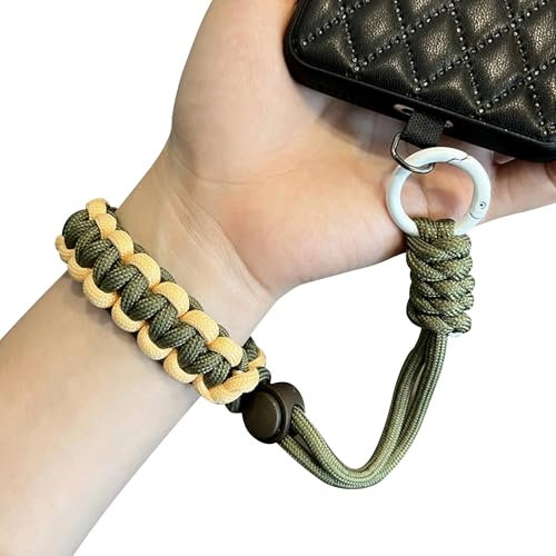 Lammcou Handykette Kurz Universal Handgelenk, Verstellbare Handy Handschlaufe Handyanhänger Handyband mit Ultradünnem Patch – Tragbare Phone Wrist Strap für Reise, Kamera & Outdoor (1, Grün, 24cm)