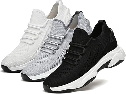 Chaussure Rehaussante Homme, 10cm De Sport en Salle Tennis Travail Chaussure Orthopédique en Plein Air Antidérapantes Chaussures Orthopédiques Légère Confort Chic Basket sans Lacet