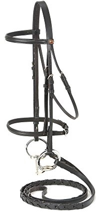 Tough 1 Mini Raised Snaffle Bridle with Reins Blk