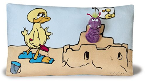 Nici 38022 - Kissen Ente und Sandburg, Bedruckt mit 3D-Raupe, rechteckig, 43 x 25 cm