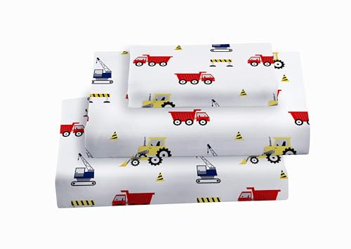 Softan Bed Linen Set for Kids, Twin Size, 3Pcs, Microfiber, Trucks Design, Deep Pocket