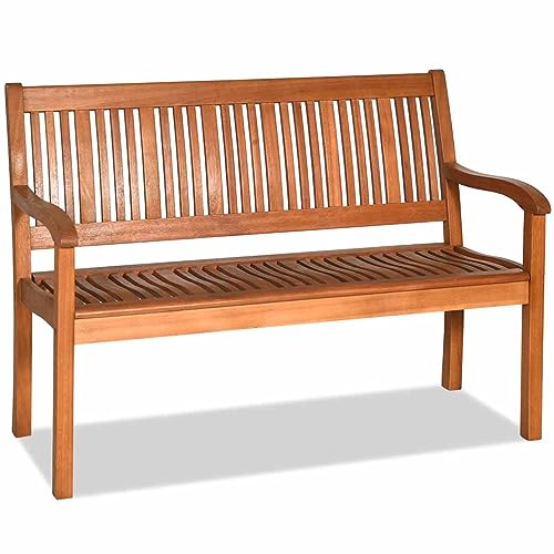 COSTWAY Panchina da Esterno, Panchina da Giardino in Legno con con Schienale e Braccioli, Panchina da Giardino, Balcone e Cortile, Portata 320kg, 126 x 63 x 91cm (Modello 1)