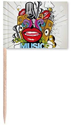 Graffiti Street Colorful Mouth Stereo Toothpick Flags Marker Topper Party Decoration