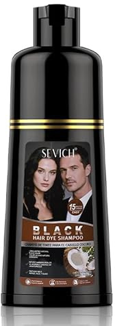 Haarfärbe-Shampoo 500 ml Farb-Shampoo mit 4 Handschuhen, Pflegeshampoo für schnelles Färben für schwarzes Haar und Kokosnuss