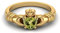 Irischer Claddagh 6MM Herzform Peridot Edelstein 925 Sterling Silber Solitär Damen Ehering Gold Vermeil, 62