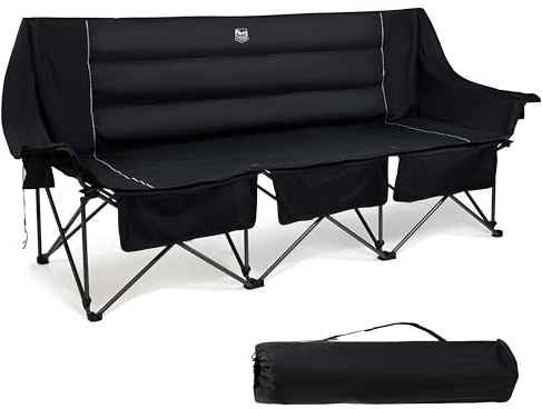 TIMBER RIDGE Campingstol vikbar 3 personer stor sittbredd 218 cm camping soffa XXXL 408 kg fällstol camping 3-sits med stora volymer sidoväskor högt ryggstöd för utomhus trädgård balkong inomhus