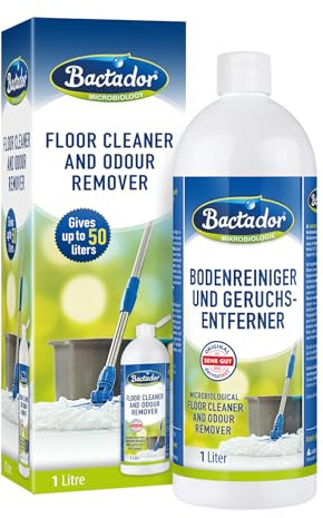 Bactador Bodenreiniger & Geruchsentferner 1L - Enzymreiniger - Wischroboter Reinigungsmittel - Bodenreiniger Wischroboter - Mikrobiologischer Geruchsneutralisierer - Reinigungsmittel für Saugwischer